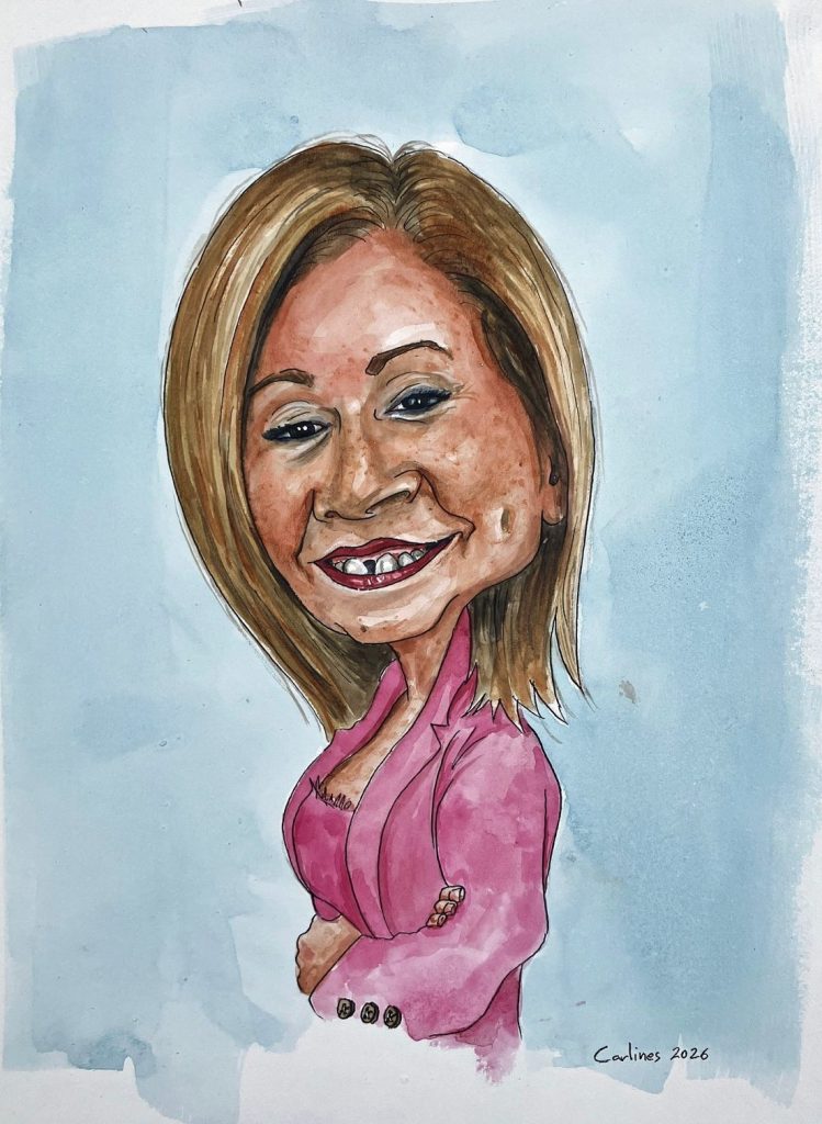 Caricatura de Lidia Monzón por Carlos Rodríguez «Carlines»