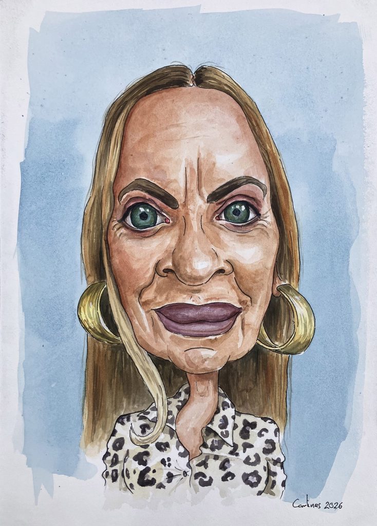 Caricatura de Mónica Hernández por Carlos Rodríguez «Carlines»